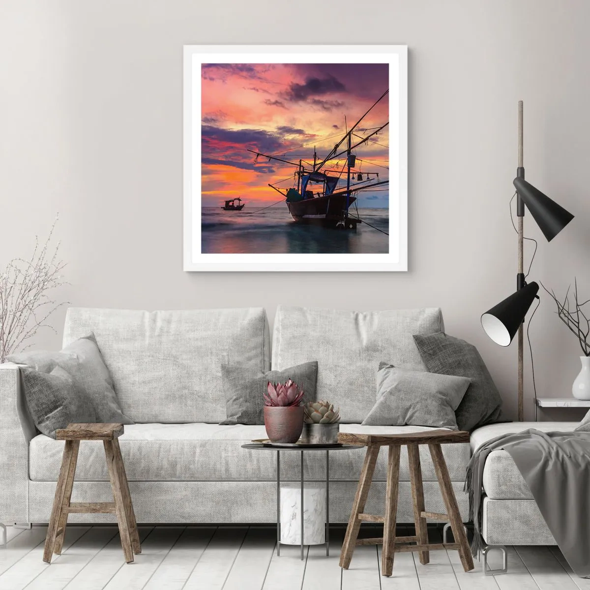 Plakat i hvid ramme - En eksotisk aften - 40x40 cm