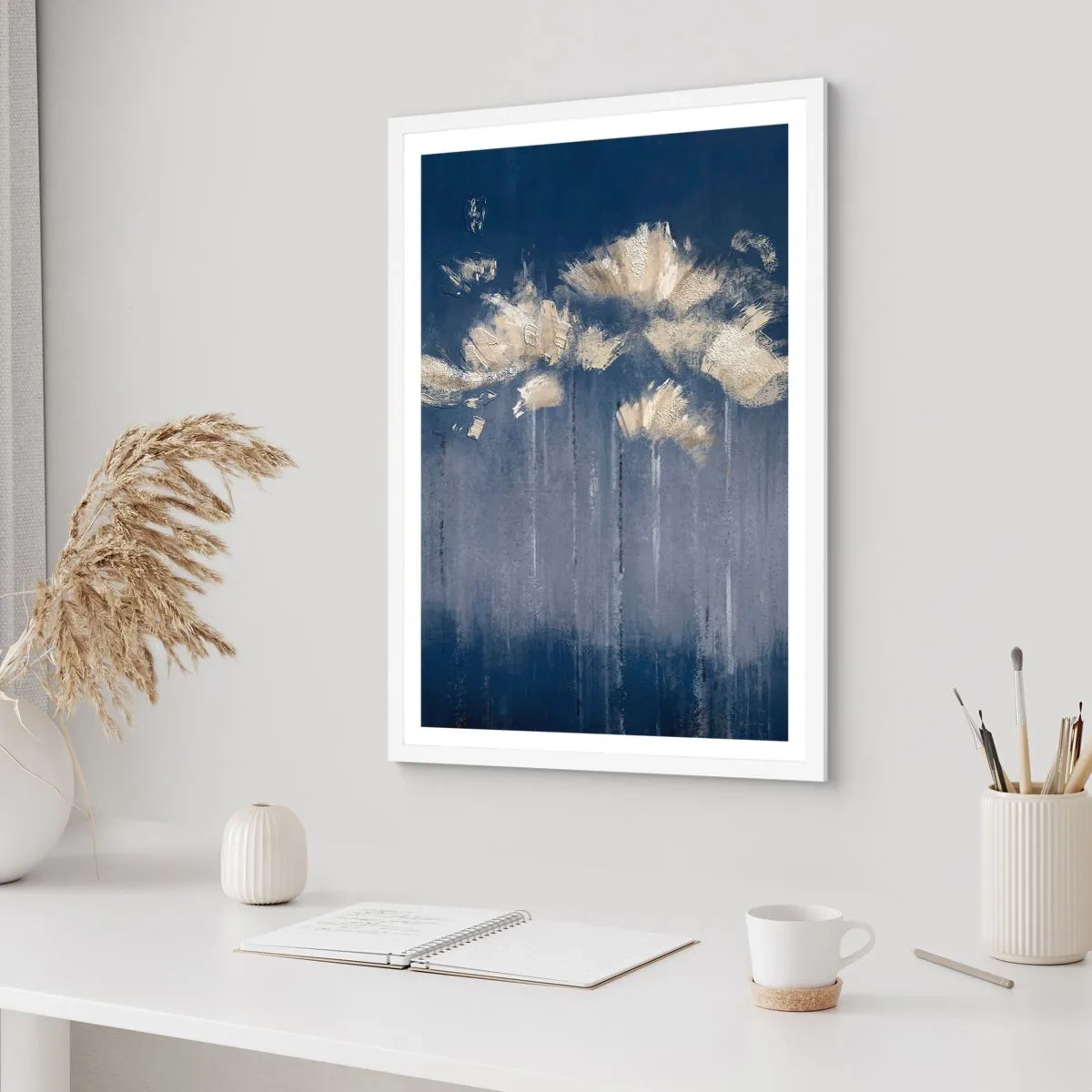 Plakat i hvid ramme - Som kronblade i vinden - 40x50 cm