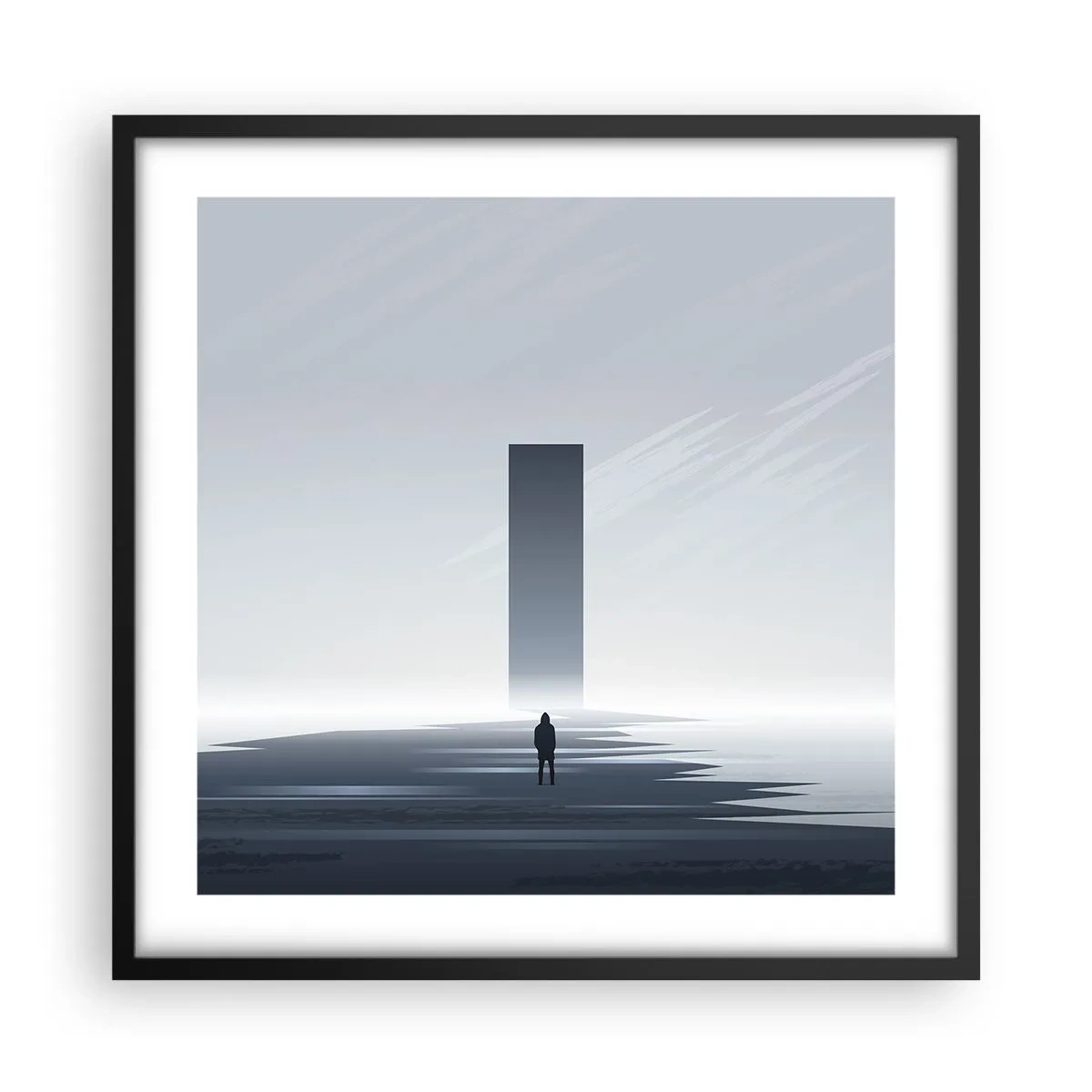 Plakat i sort ramme - Mulighed eller trussel? - 50x50 cm