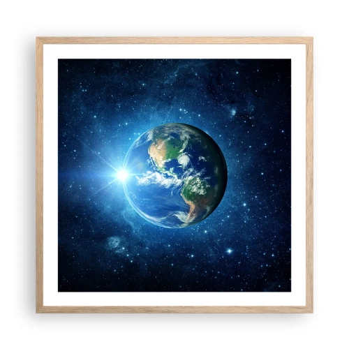 Plakat i ramme af lyst egetræ - Vi er i himlen - 60x60 cm