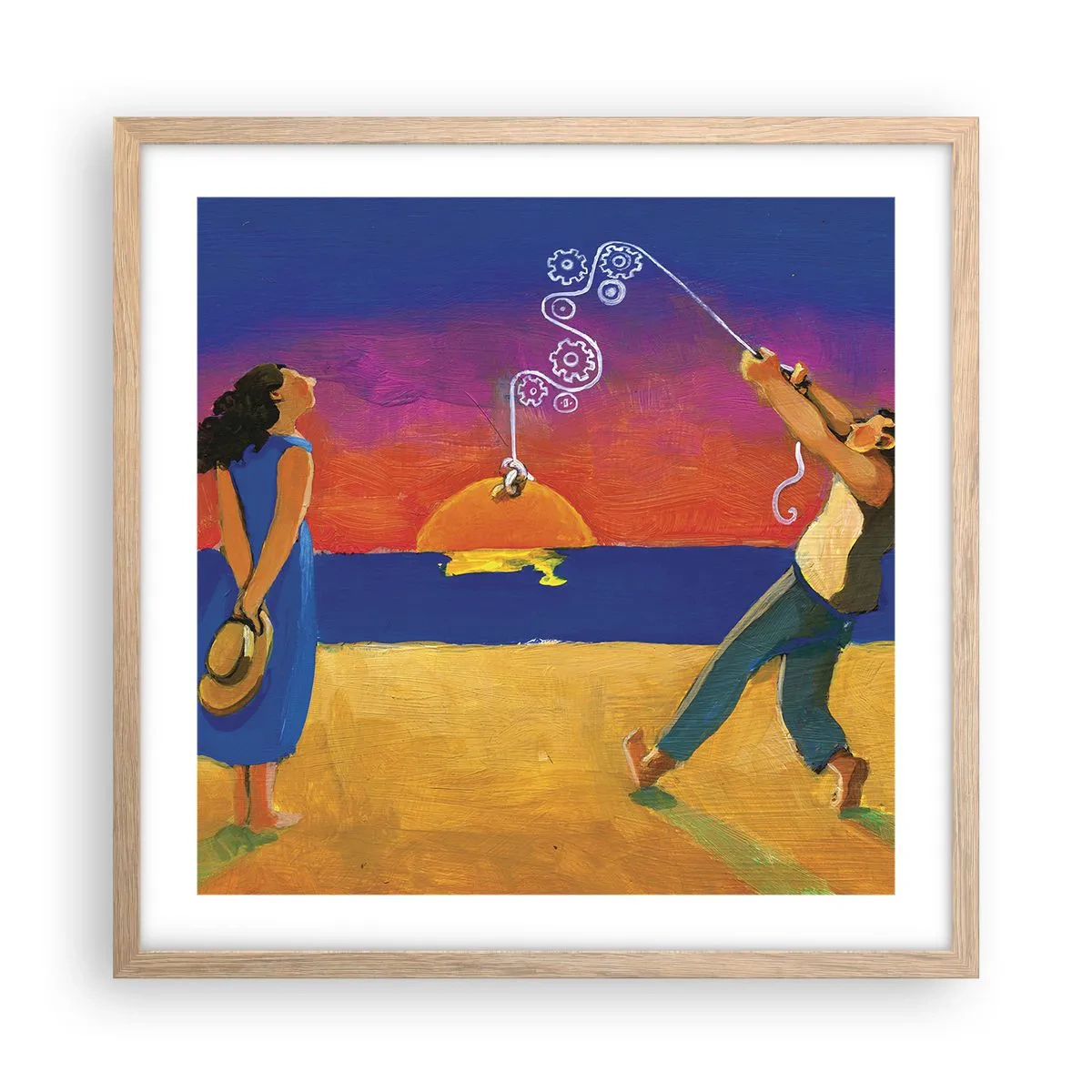 Plakat i ramme af lyst egetræ - Mere end en stjerne fra himlen - 50x50 cm