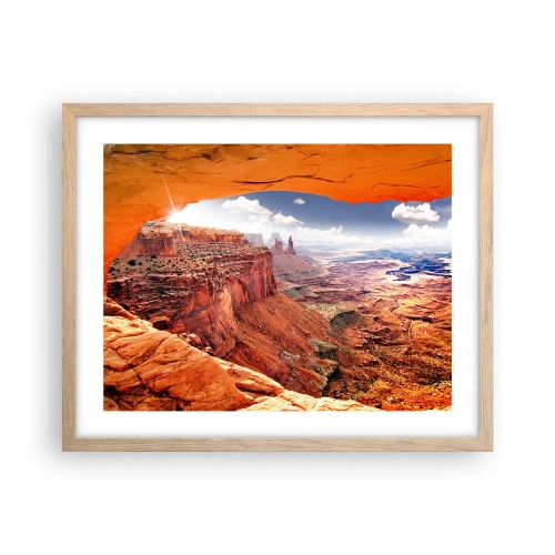 Plakat i ramme af lyst egetræ - Udskåret af naturen selv - 50x40 cm