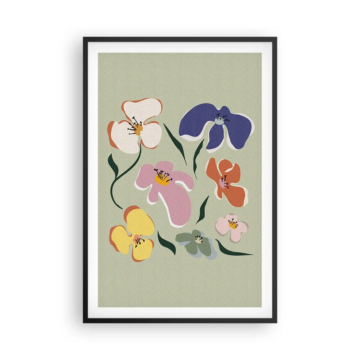 Plakat i sort ramme - Stedmoderblomster med et twist - 61x91 cm