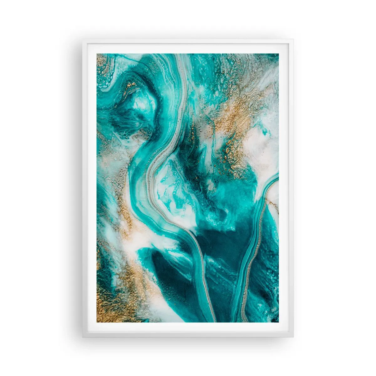 Plakat i hvid ramme - Flod af guld - 70x100 cm