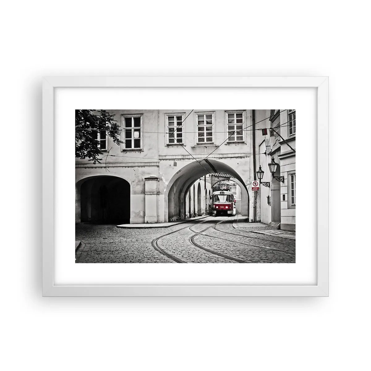 Plakat i hvid ramme - Gennem byens labyrint - 40x30 cm