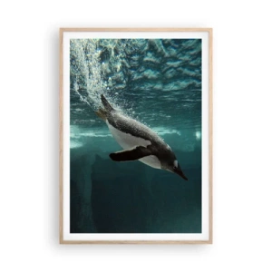 Plakat i ramme af lyst egetræ - Velkommen til min verden - 70x100 cm