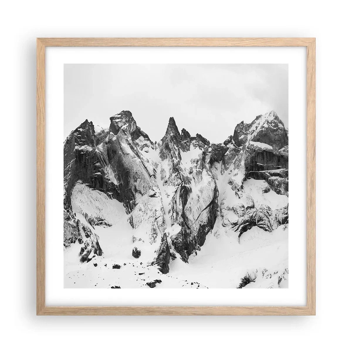 Plakat i ramme af lyst egetræ - Granit truende højderyg - 50x50 cm