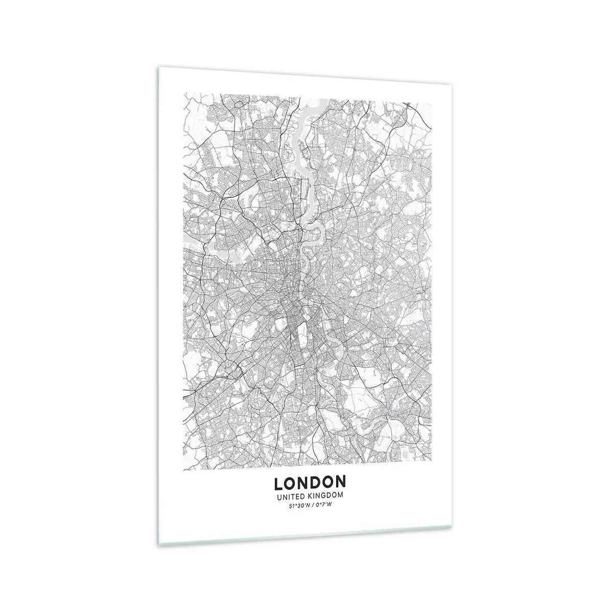 Billede på glas - Kort over Londons labyrint - 70x100 cm