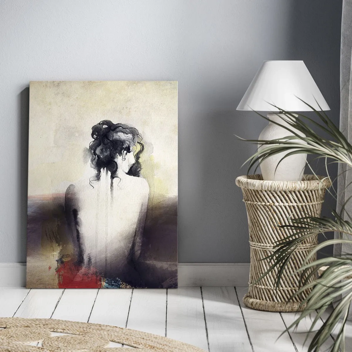 Lærredstryk - Billede på lærred - Glatte linjer, ovale former - 50x70 cm