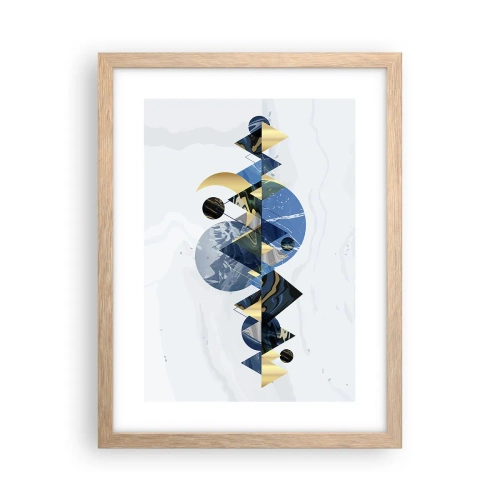 Plakat i ramme af lyst egetræ - Geometrisk landskab - 30x40 cm