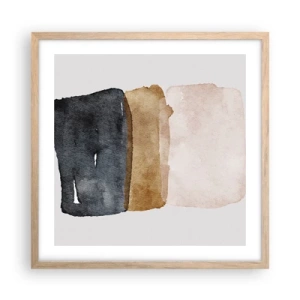Plakat i ramme af lyst egetræ - Sammensætning af jordfarver - 50x50 cm