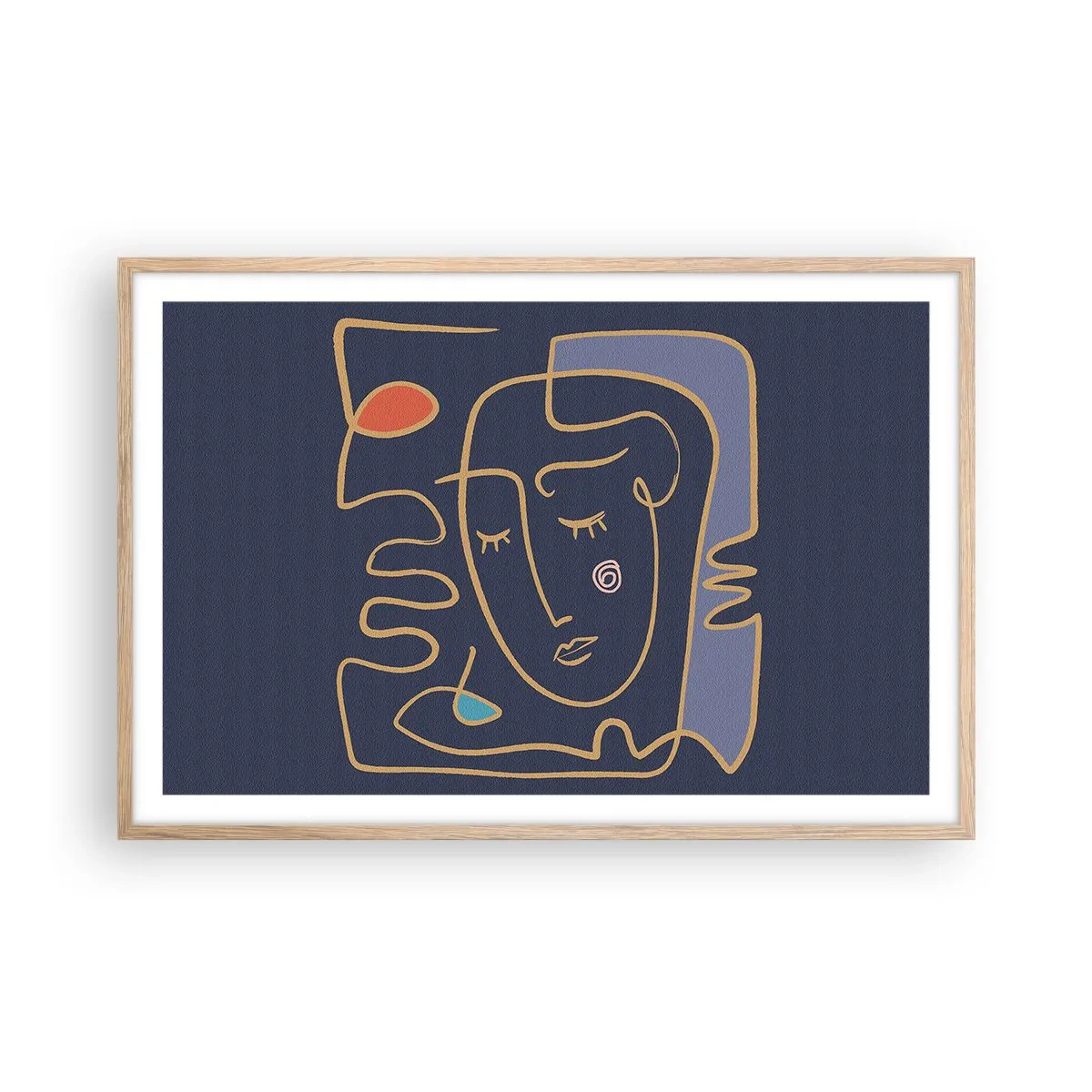 Plakat i ramme af lyst egetræ - I drømmerier - 91x61 cm