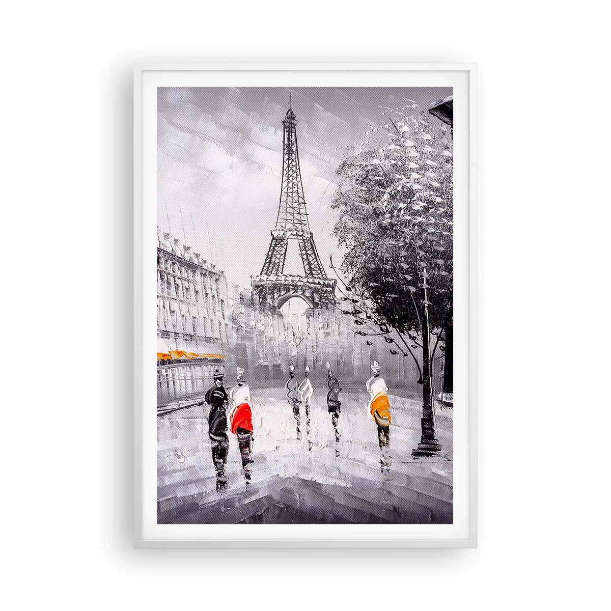 Plakat i hvid ramme - En parisisk spadseretur - 70x100 cm