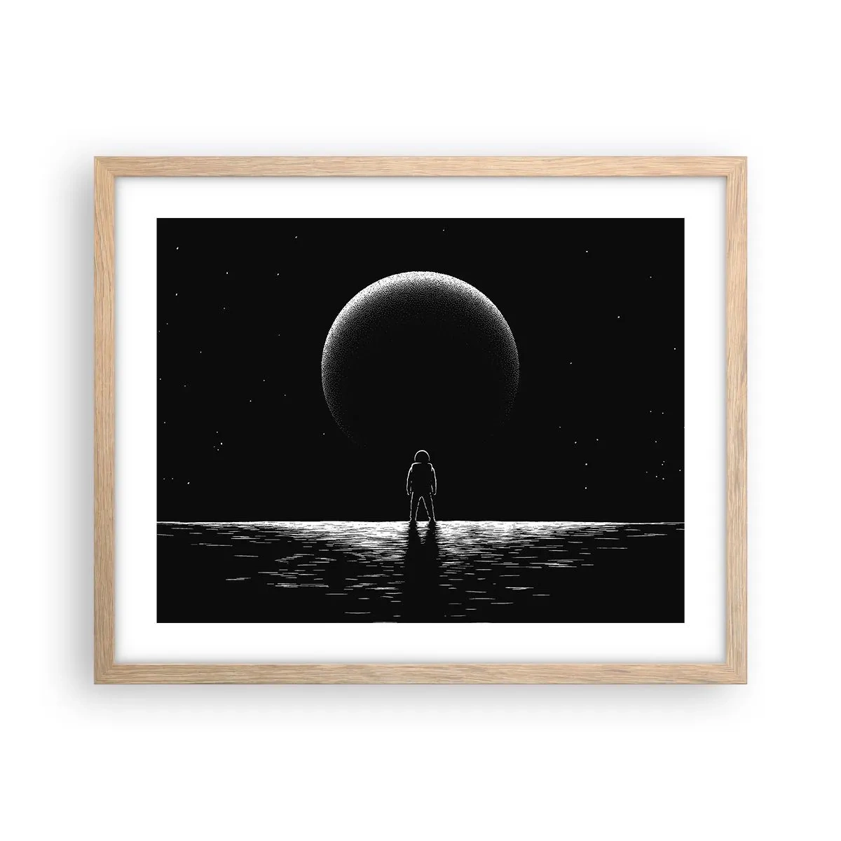 Plakat i ramme af lyst egetræ - Ansigt til ansigt - 50x40 cm