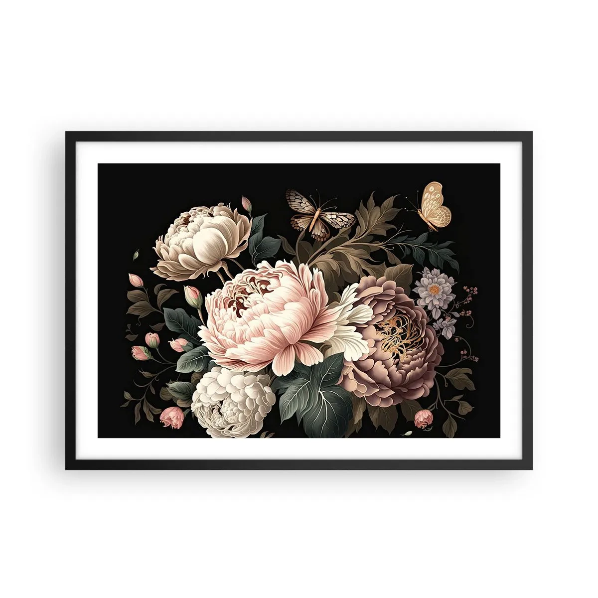 Plakat i sort ramme - I barok stil - 70x50 cm