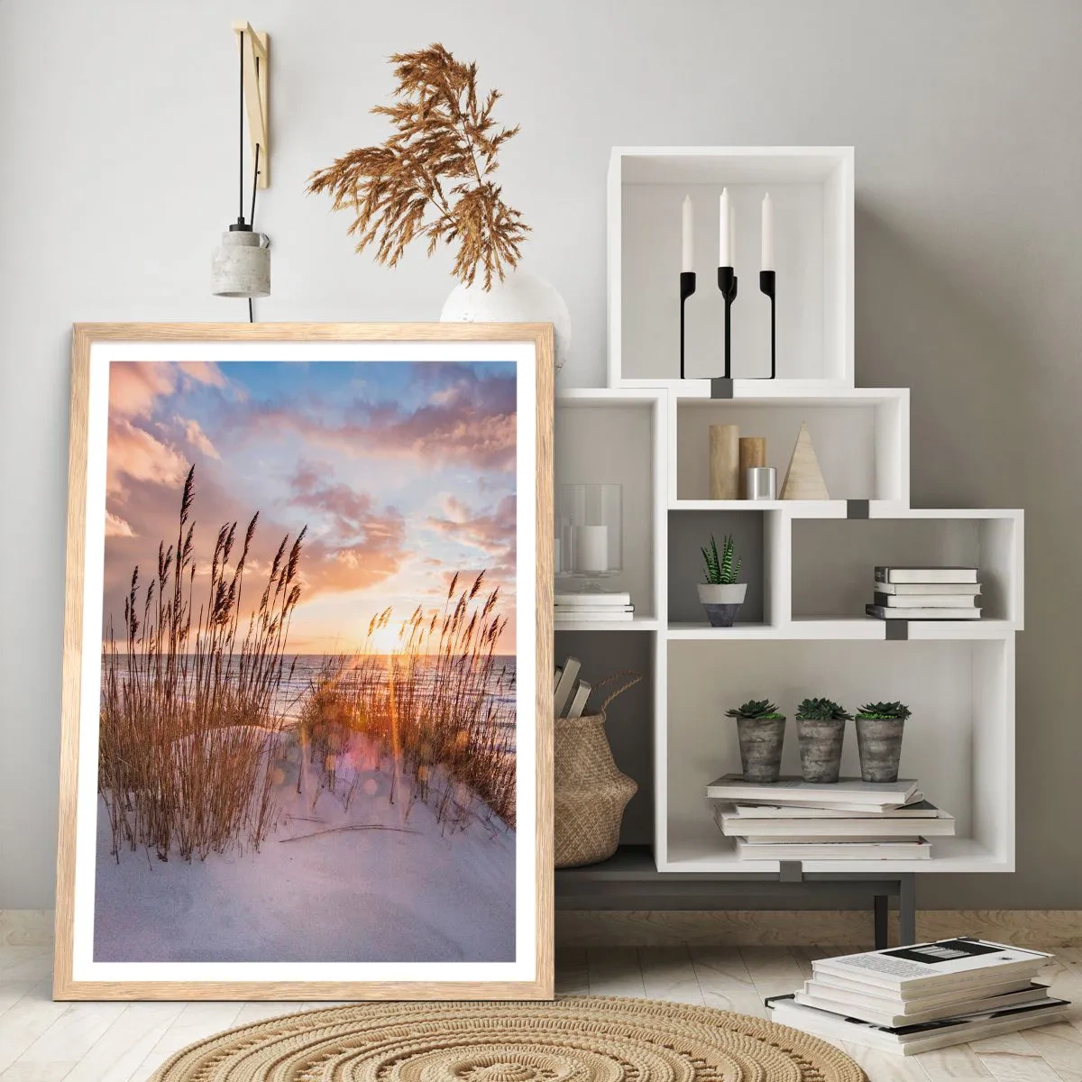 Plakat i ramme af lyst egetræ - Farvel til sol og vind - 61x91 cm