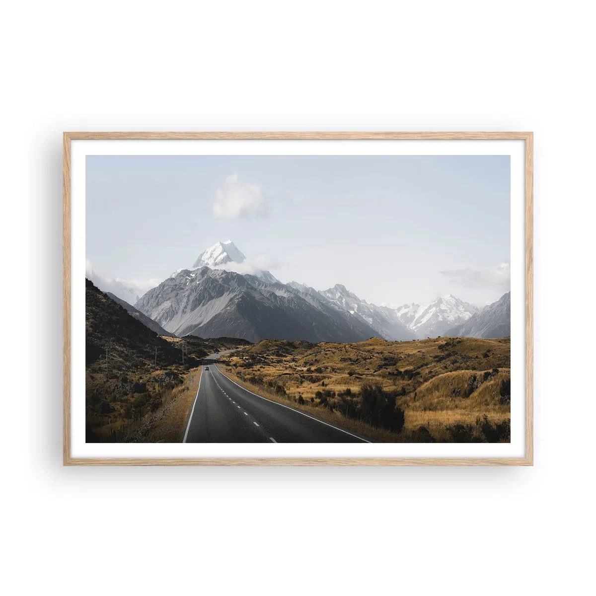 Plakat i ramme af lyst egetræ - Vejen til hjerte - 100x70 cm
