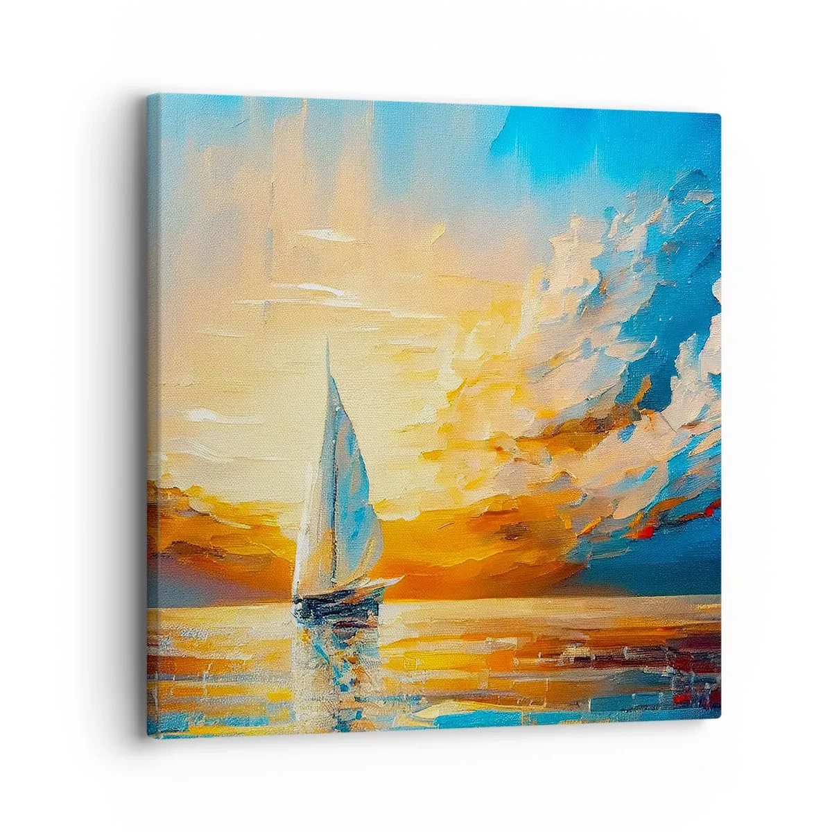 Lærredstryk - Billede på lærred - Sejler i guld - 30x30 cm