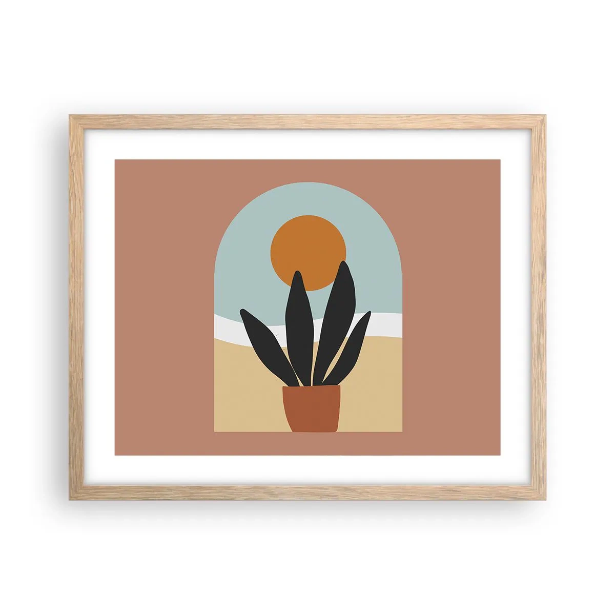 Plakat i ramme af lyst egetræ - Små glæder - 50x40 cm