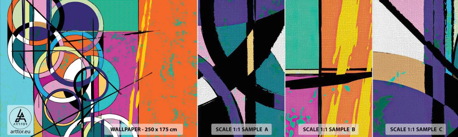 Prøve Fototapet Premium Canvas - Hjul for hjul - Abstraktion, Stykke, Grafik - 100x30 cm