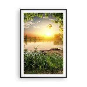 Plakat i sort ramme - Landskab i en grøn ramme - 61x91 cm