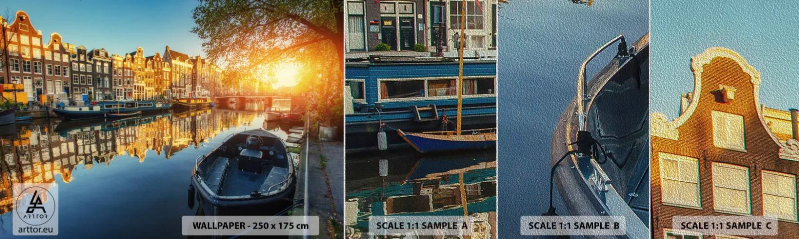 Prøve Fototapet Premium Sand - Morgen i Amsterdam - By, Amsterdam, Arkitektur - 100x30 cm