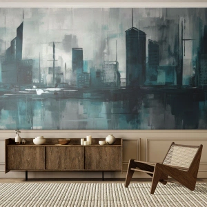 Fototapet Premium Canvas - Regnfarvet by - By, Arkitektur, Stykke - 100x70 cm
