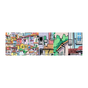 Prøve Fototapet Premium Canvas - Glædelig by - By, Lejehuse, Huse - 100x30 cm