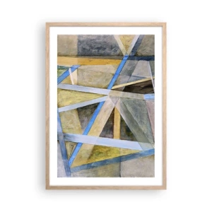 Plakat i ramme af lyst egetræ - Lige eller skråt? - 50x70 cm