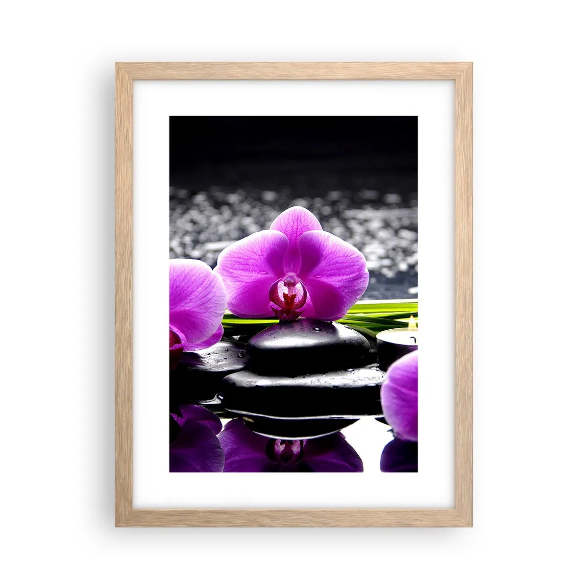 Plakat i ramme af lyst egetræ - Drukne i fred og ro - 30x40 cm