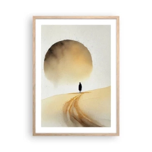Plakat i ramme af lyst egetræ - Altid længselsfulde - 50x70 cm