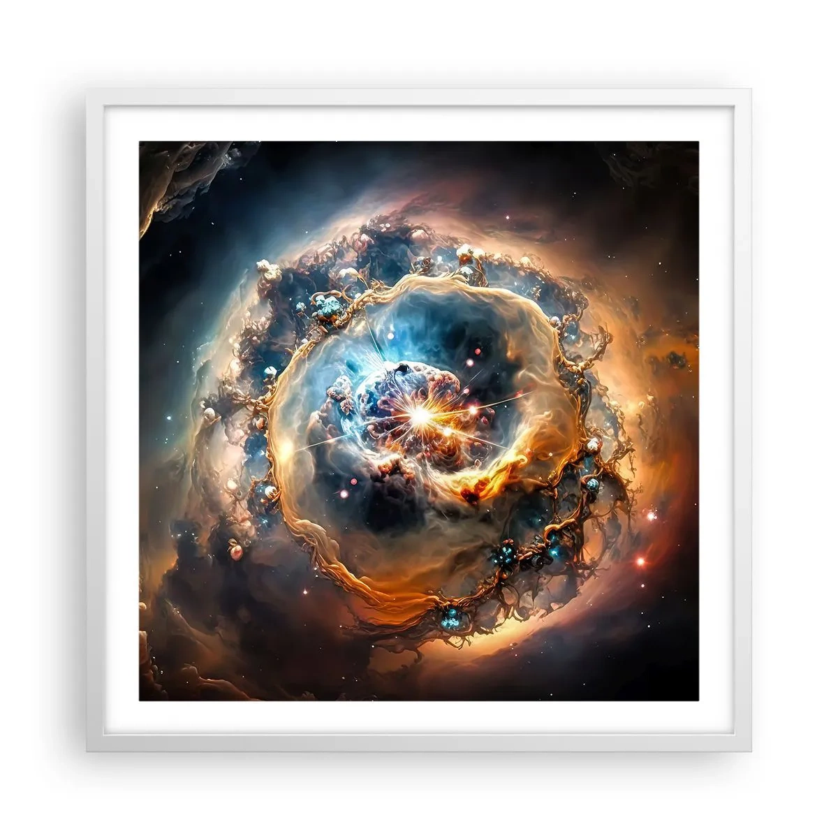 Plakat i hvid ramme - Begyndelse - 60x60 cm