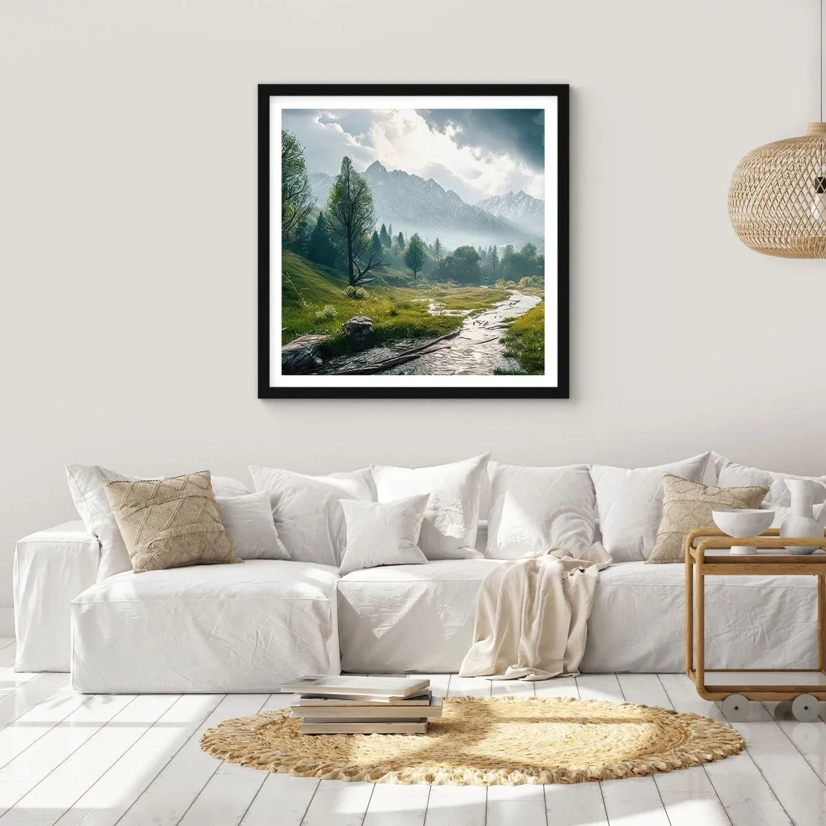 Plakat i sort ramme - Der og tilbage - 60x60 cm