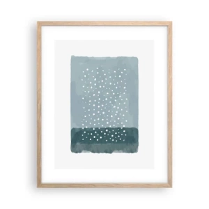 Plakat i ramme af lyst egetræ - Dyrket i blåt - 40x50 cm