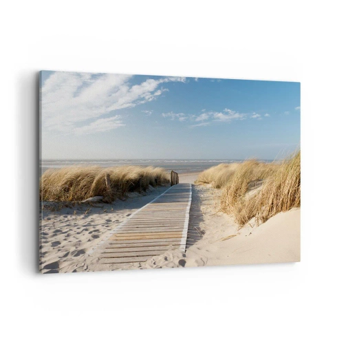 Lærredstryk - Billede på lærred - Bag klitten, i græssets summen - 120x80 cm