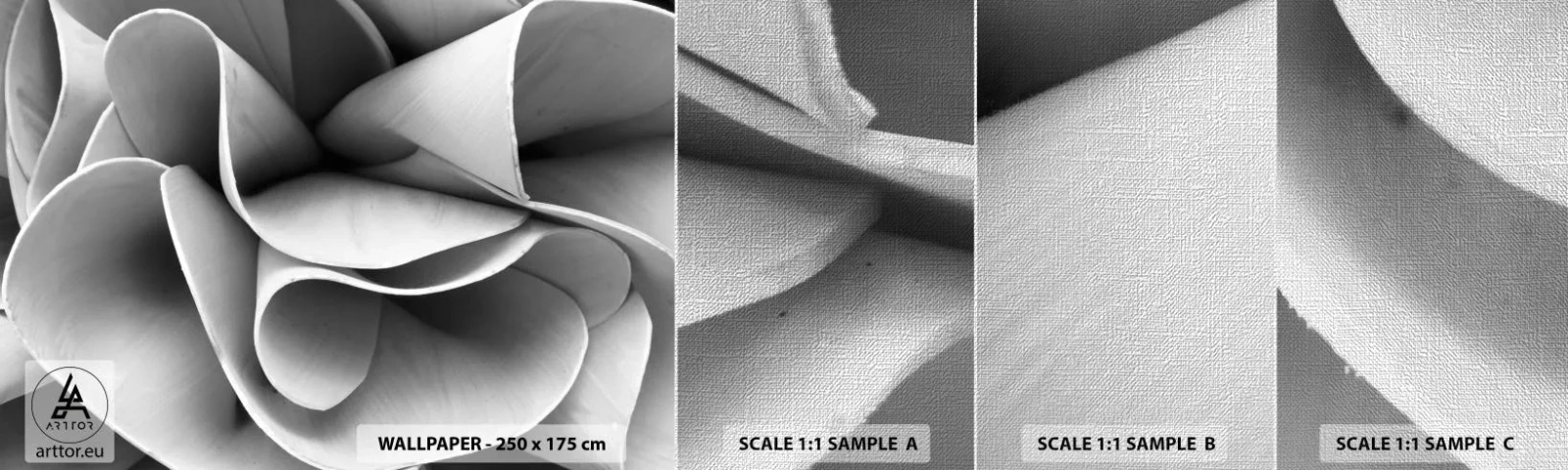 Prøve Fototapet Premium Canvas - Hvad der sker i rummet - Abstraktion, Stykke, Sort og hvid - 100x30 cm