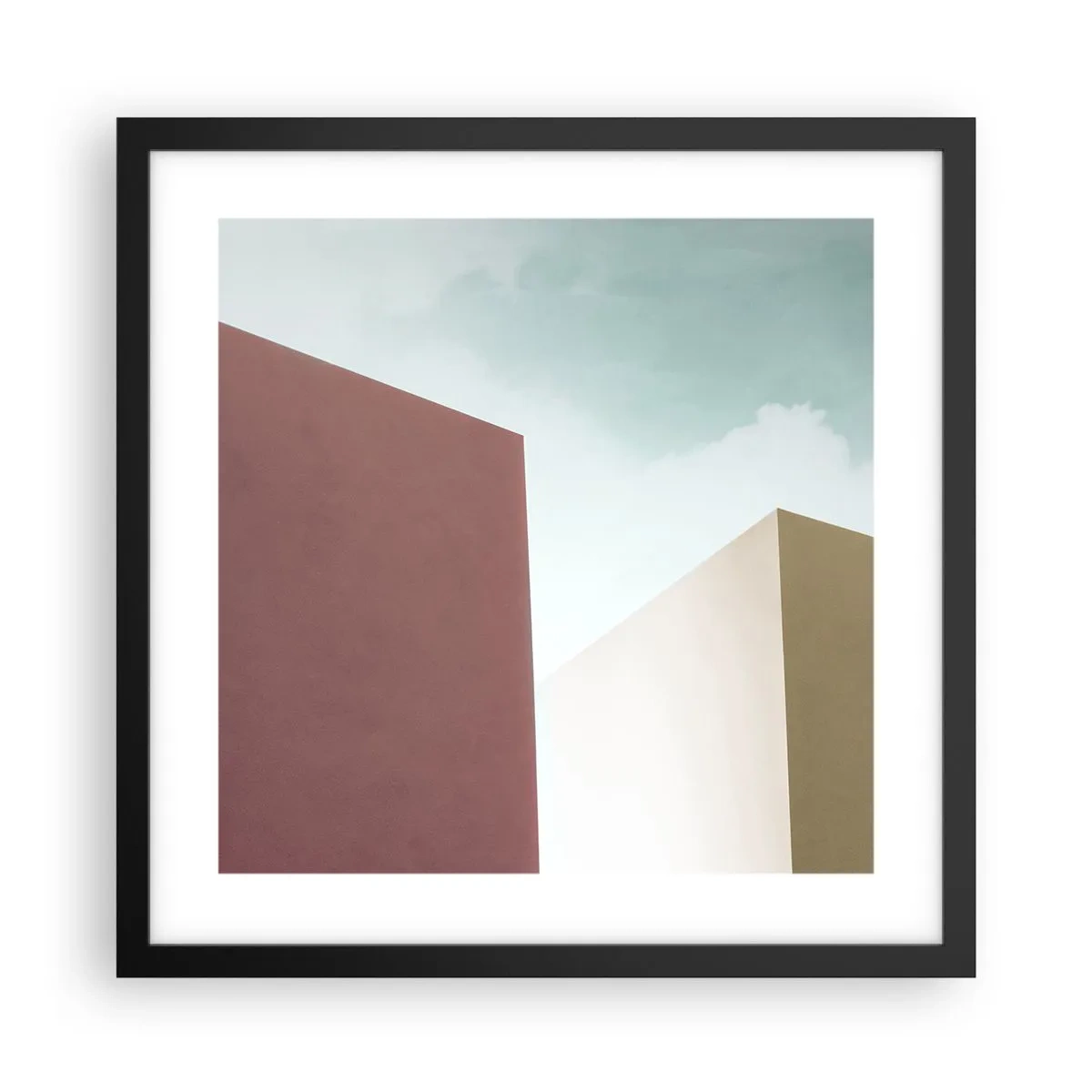 Plakat i sort ramme - Geometri af en solrig sommer - 40x40 cm