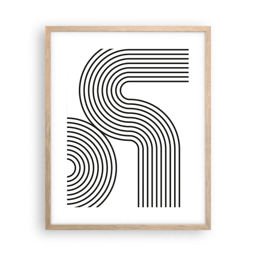 Plakat i ramme af lyst egetræ - På en kurve - 40x50 cm