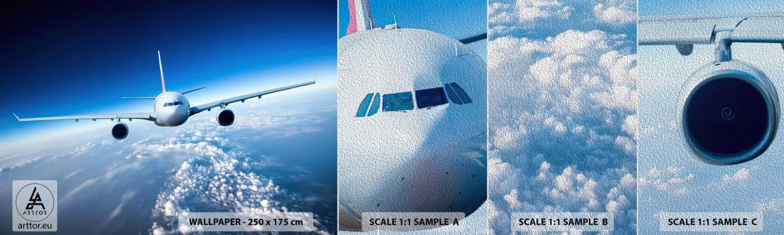 Prøve Fototapet Premium Sand - Jeg går, fordi jeg vil - Fly, Fly, Rejse - 100x30 cm