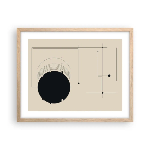 Plakat i ramme af lyst egetræ - Fjedrende og dynamisk komposition - 50x40 cm