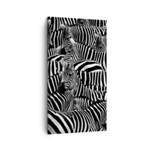 Lærredstryk - Billede på lærred - Stribet gruppeportræt - 45x80 cm