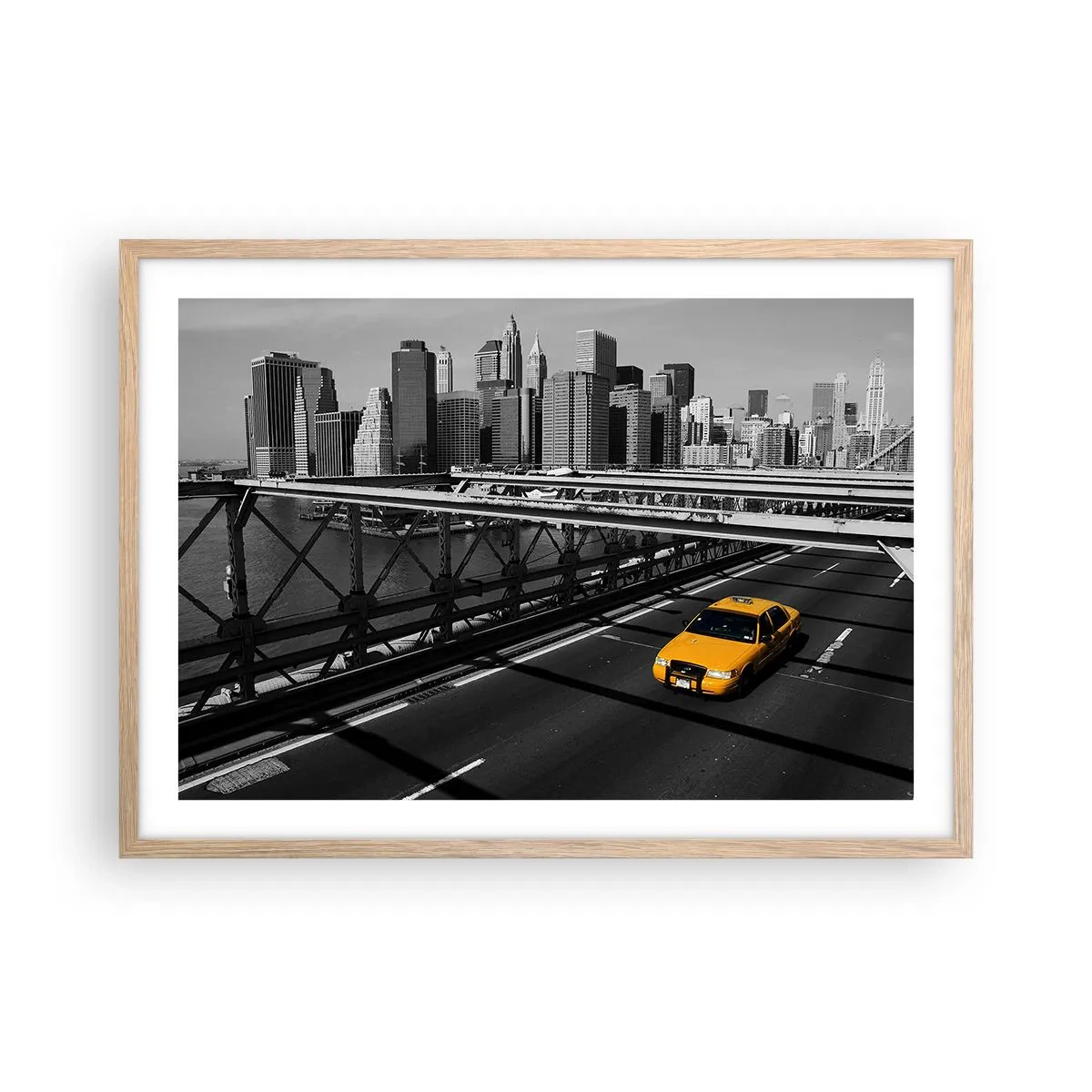 Plakat i ramme af lyst egetræ - Storbyens farve - 70x50 cm