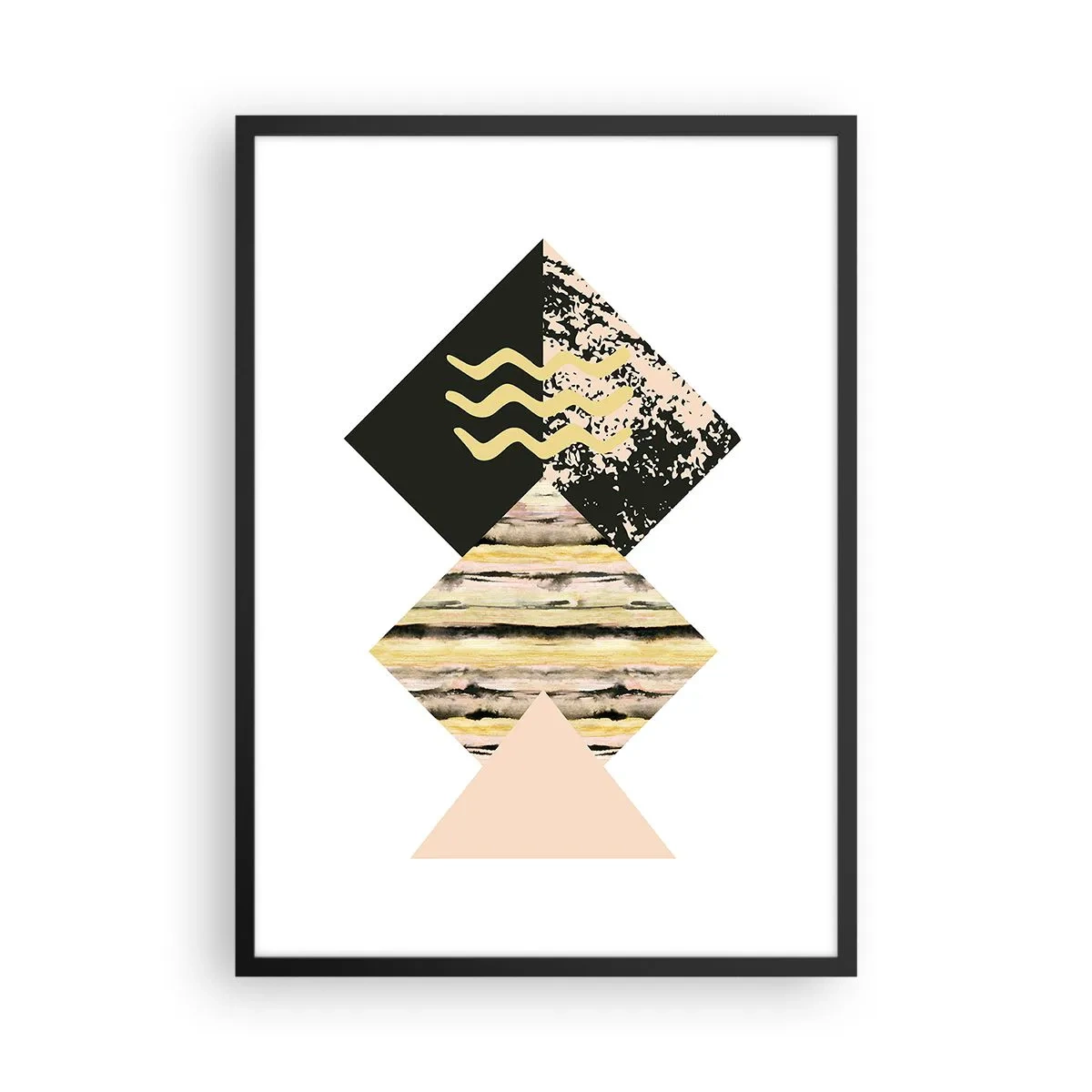 Plakat i sort ramme - Abstrakt geometrisk komposition i sarte farver - 50x70cm - Ikke så simpelt - Moderne vægdekoration til stue og soveværelse ARTTOR