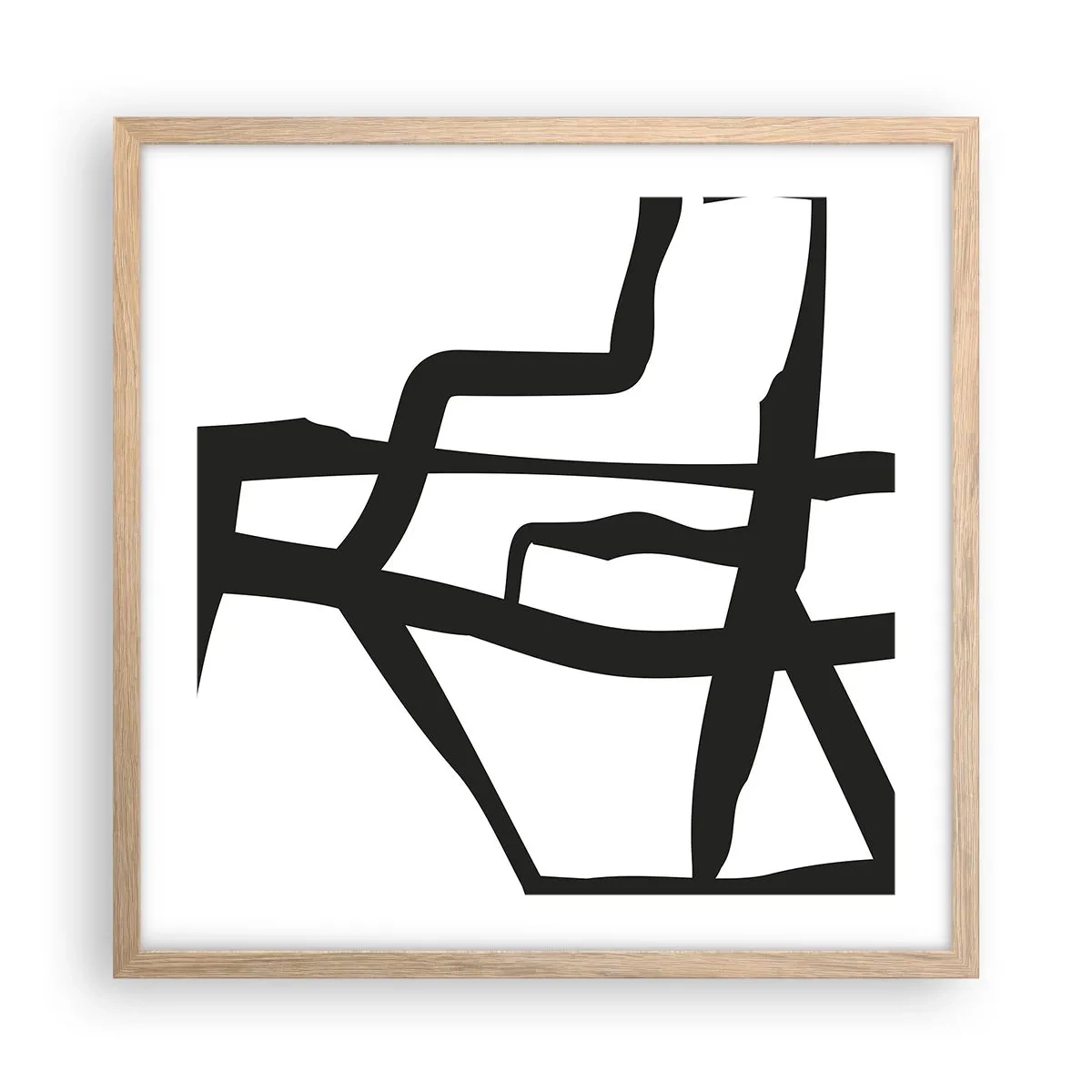 Plakat i ramme af lyst egetræ - Sort og hvid konstruktion - 50x50 cm