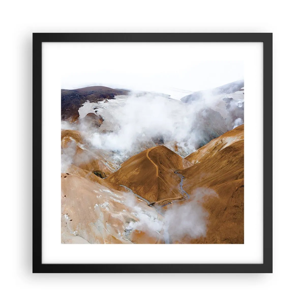 Plakat i sort ramme - Den rå skønhed i Island - 40x40 cm