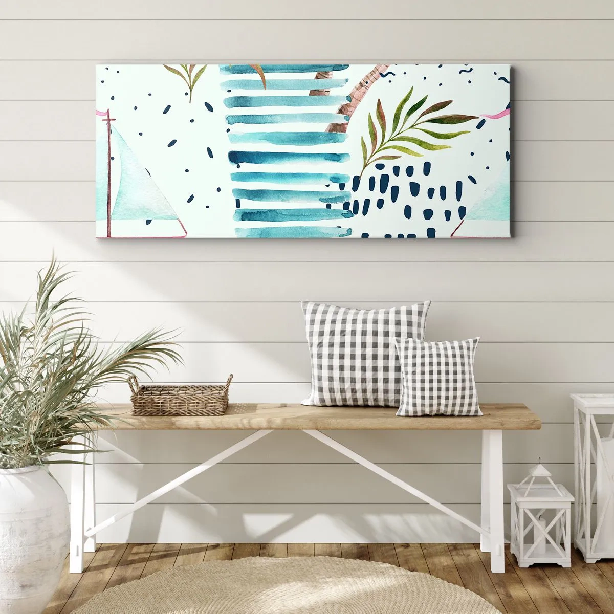Lærredstryk - Billede på lærred - Ferie under palmerne - 100x40 cm
