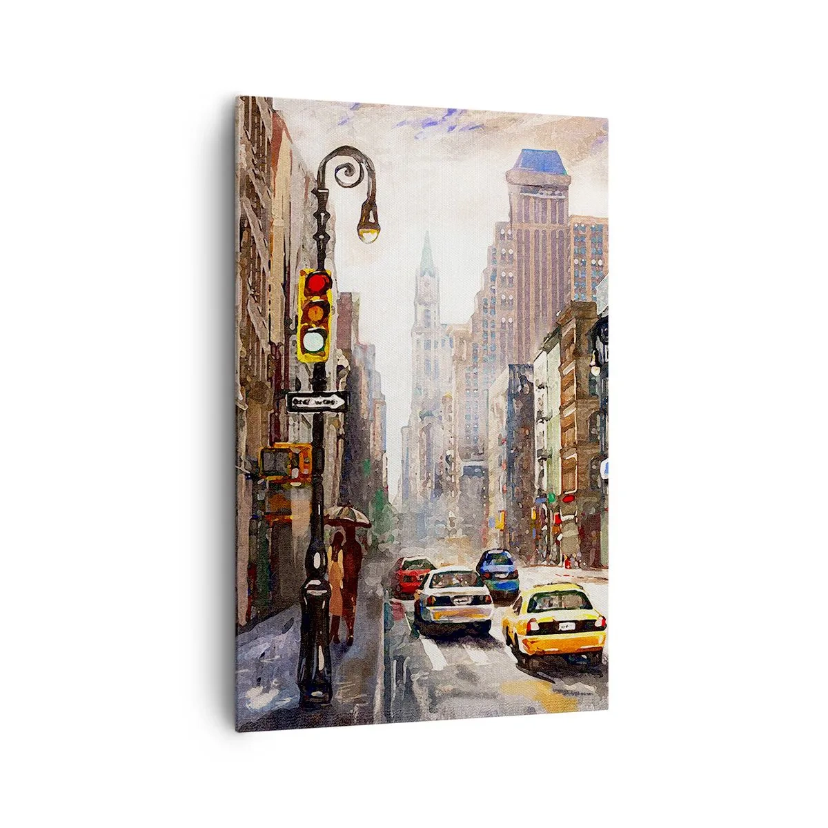 Lærredstryk - Billede på lærred - New York - også farverig i regnvejr - 80x120 cm