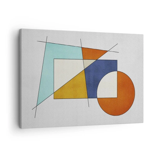 Lærredstryk - Billede på lærred - En modernistisk komposition af geometriske former og farver - 70x50cm - Abstraktion: modernistisk leg - Moderne vægdekoration til stue og soveværelse ARTTOR