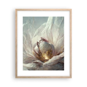 Plakat i ramme af lyst egetræ - Blomstrer en gang om hundrede år - 40x50 cm