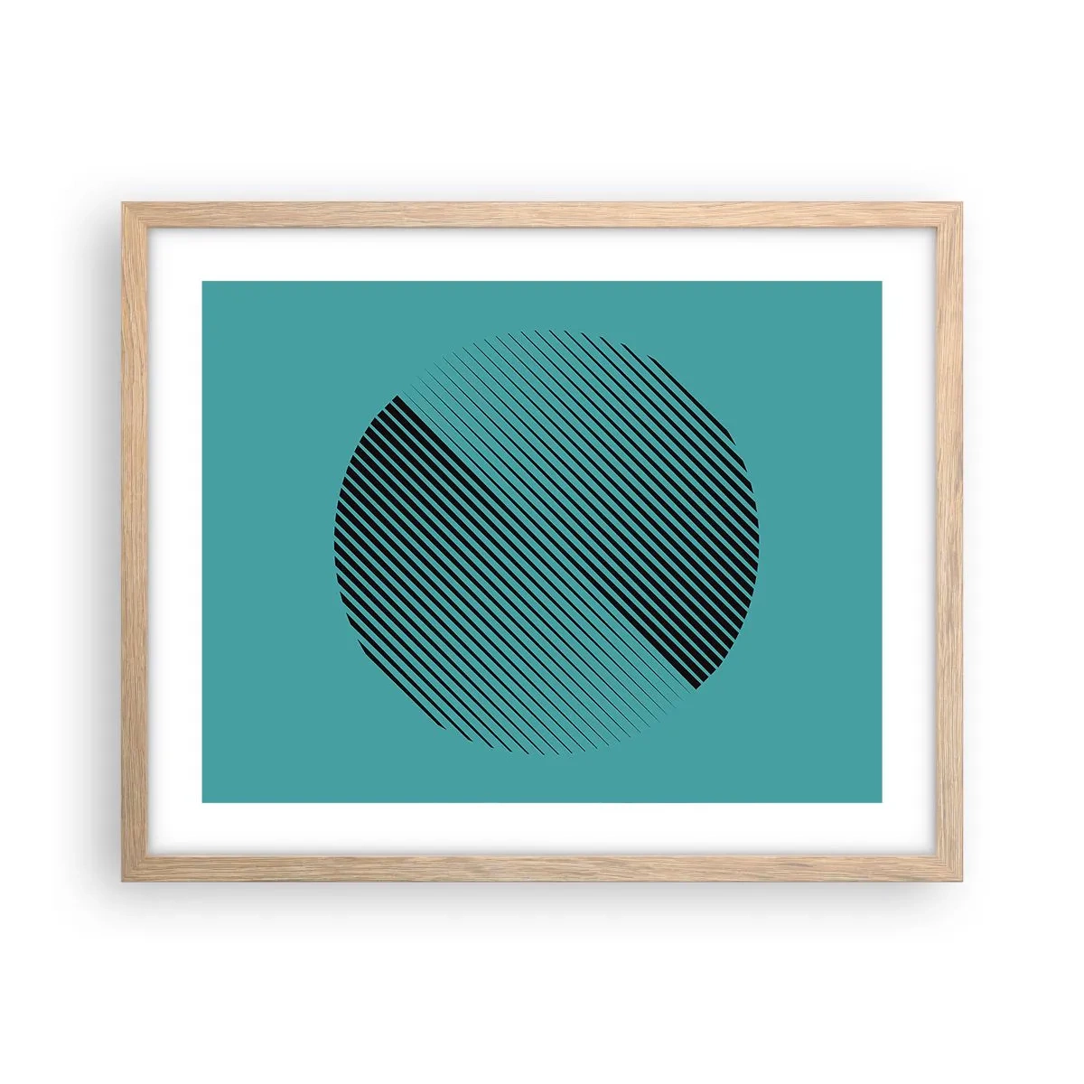 Plakat i ramme af lyst egetræ - Cirklen - en geometrisk variation - 50x40 cm